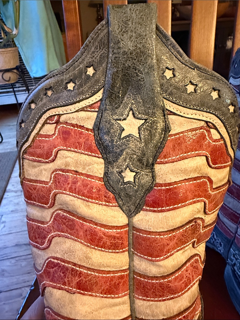 Corral square toe Patriotic flag Star-inlay Cowboy Boots in Red, Blue, Cream - Picture 6 of 11